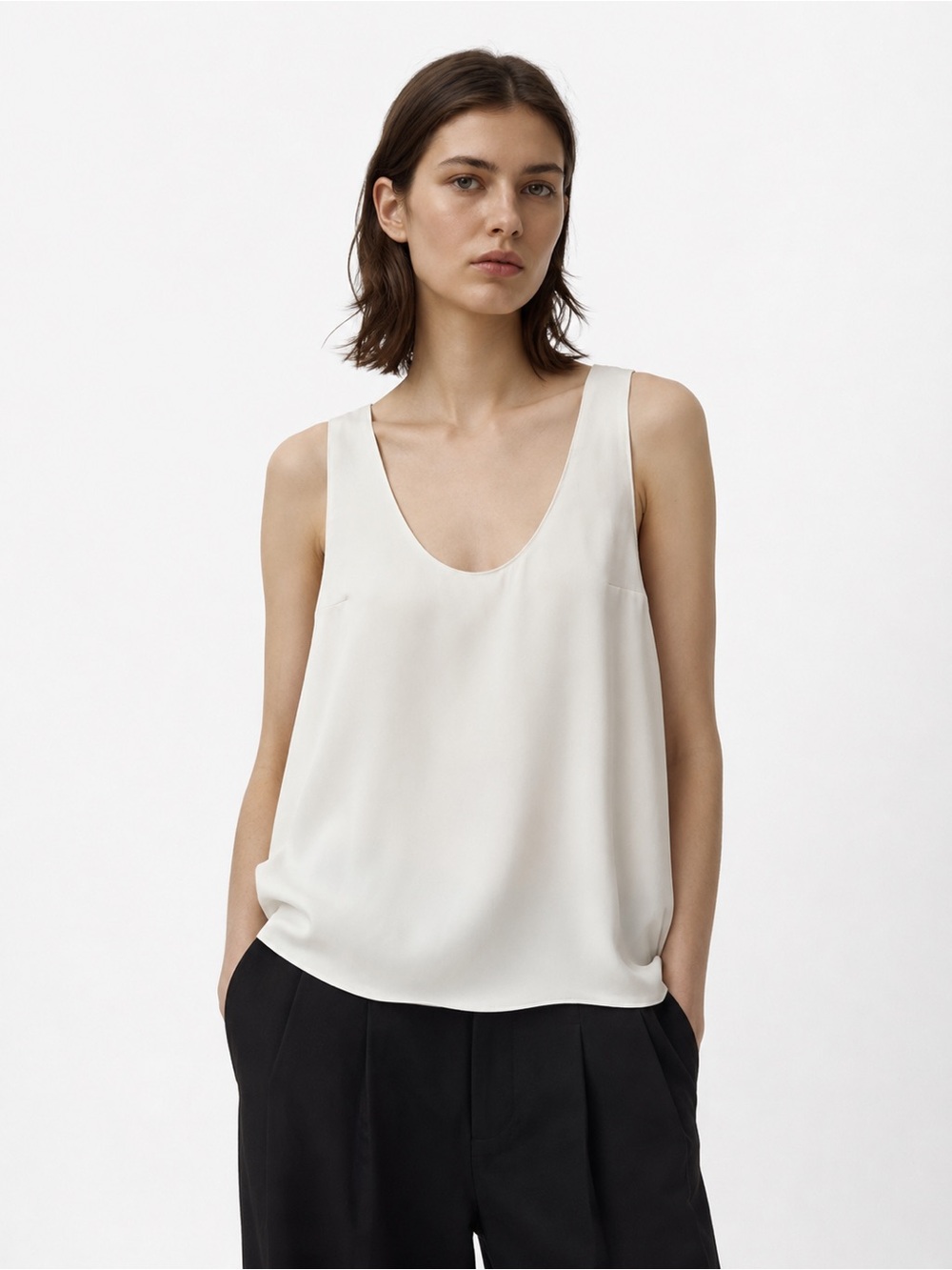 The Kooples Ivory Scoop Neck Camisole